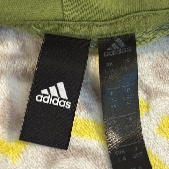 L green adidas hoodie / hooded sweatshirt, front pocket - READ DESCRIPTION - Picture 9 of 10
